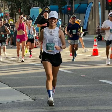 Grace running a marathon